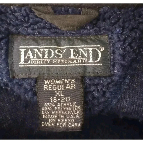 Lands‎ End Deep Pile Fleece Vest Vintage Full Zip Blue Women's XL (18-20) - Picture 3 of 4